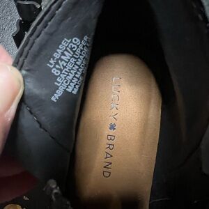 Lucky Brand Basel Black Leather Double Zip Ankle Boots W8.5
